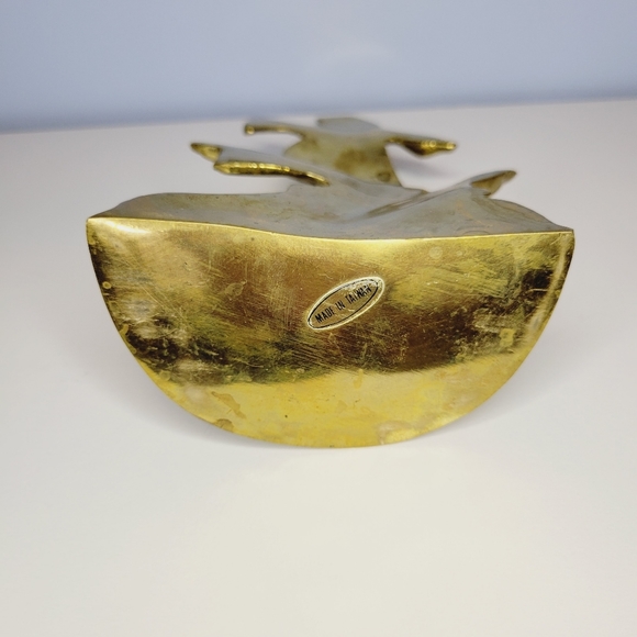 Solid Brass Flying Burds Book End Vintage Made in Tiawan 8" - Picture 6 of 9